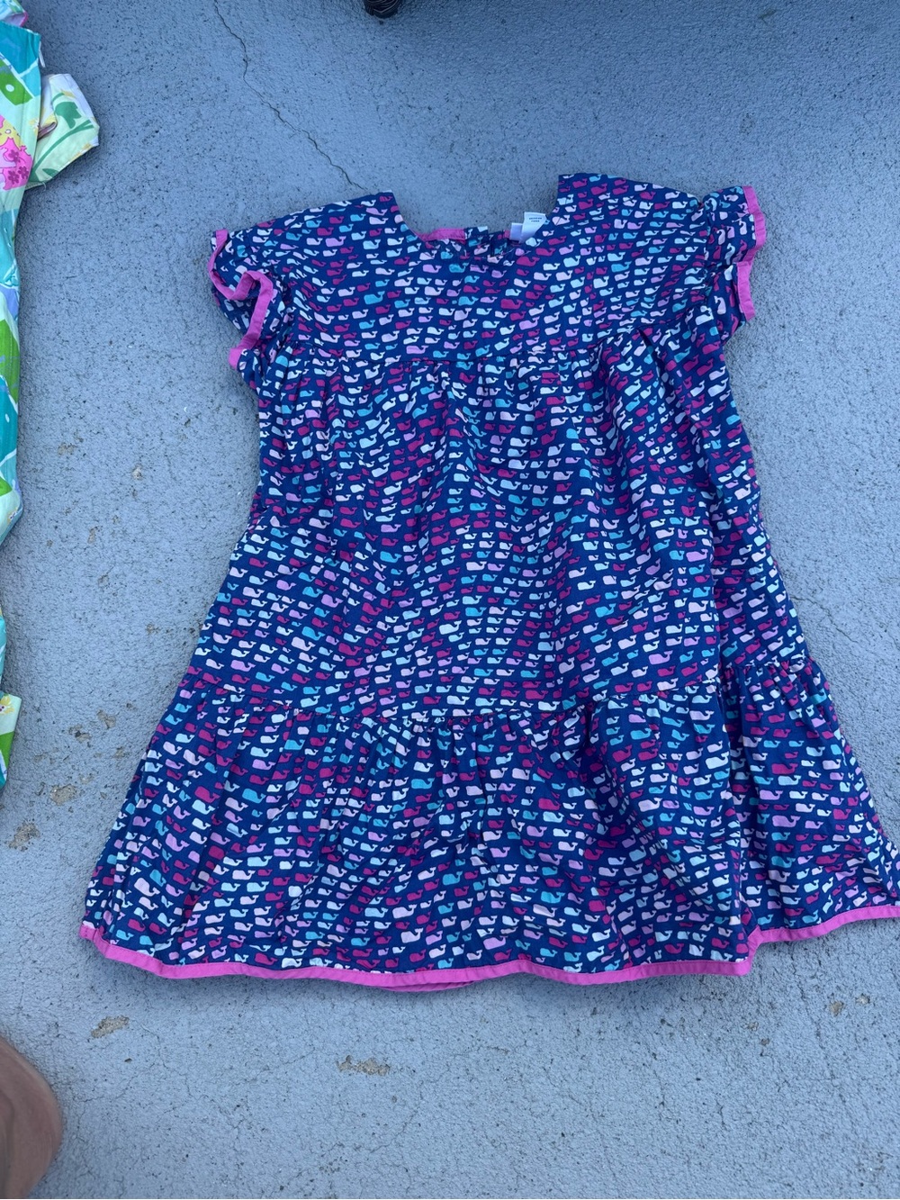 Vineyard Vines Navy Dress with Pink Whale Motif